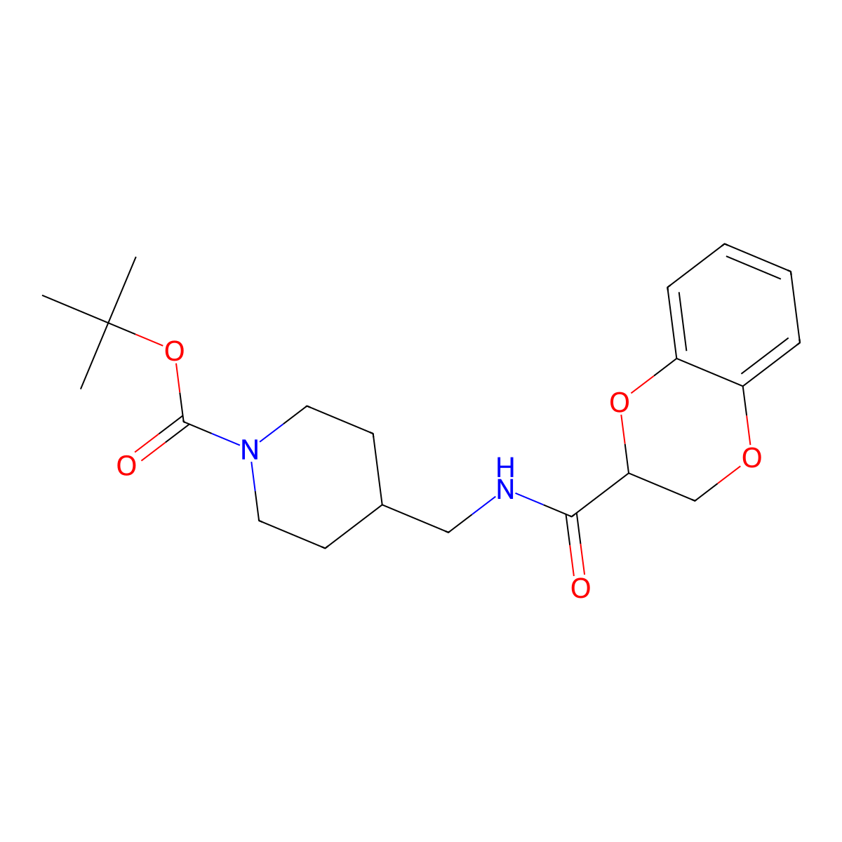 tert-Butyl 4-((2,3-dihydrobenzo[b][1,4]dioxine-2-carboxamido)methyl)piperidine-1-carboxylate molecular structure, CAS 1420876-39-6