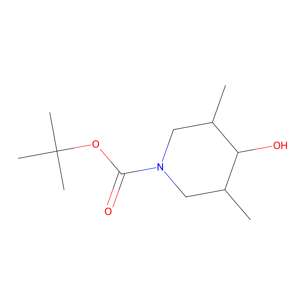 Tert-butyl 4-hydroxy-3,5-dimethylpiperidine-1-carboxylate molecular structure, CAS 1420876-48-7
