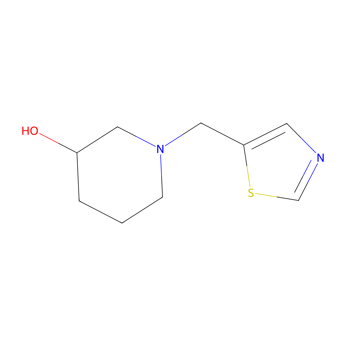 1-(Thiazol-5-ylmethyl)piperidin-3-ol molecular structure, CAS 1420876-63-6