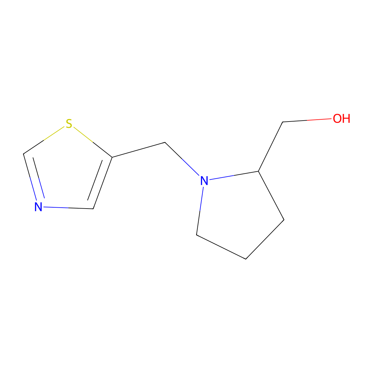 (1-(Thiazol-5-ylmethyl)pyrrolidin-2-yl)methanol molecular structure, CAS 1420876-71-6
