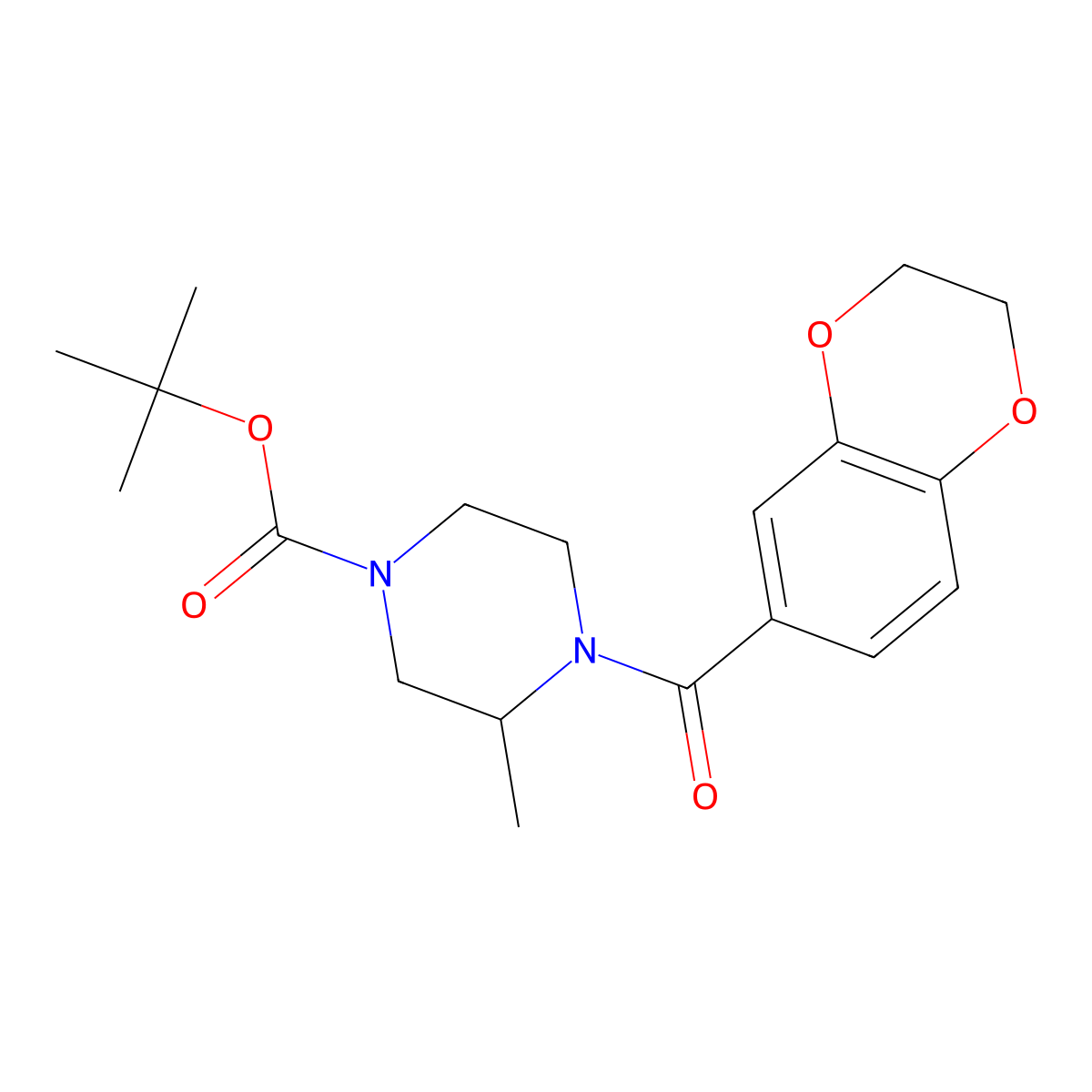 tert-Butyl 4-(2,3-dihydrobenzo[b][1,4]dioxine-6-carbonyl)-3-methylpiperazine-1-carboxylate molecular structure, CAS 1420876-97-6