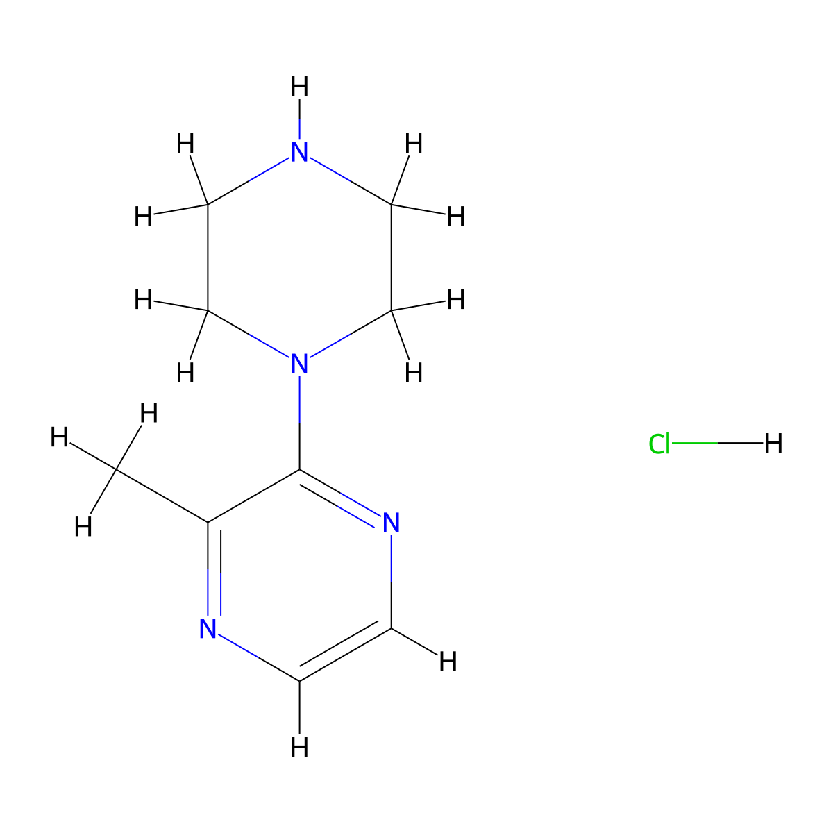 2-Methyl-3-(piperazin-1-yl)pyrazine hydrochloride molecular structure, CAS 1420878-06-3