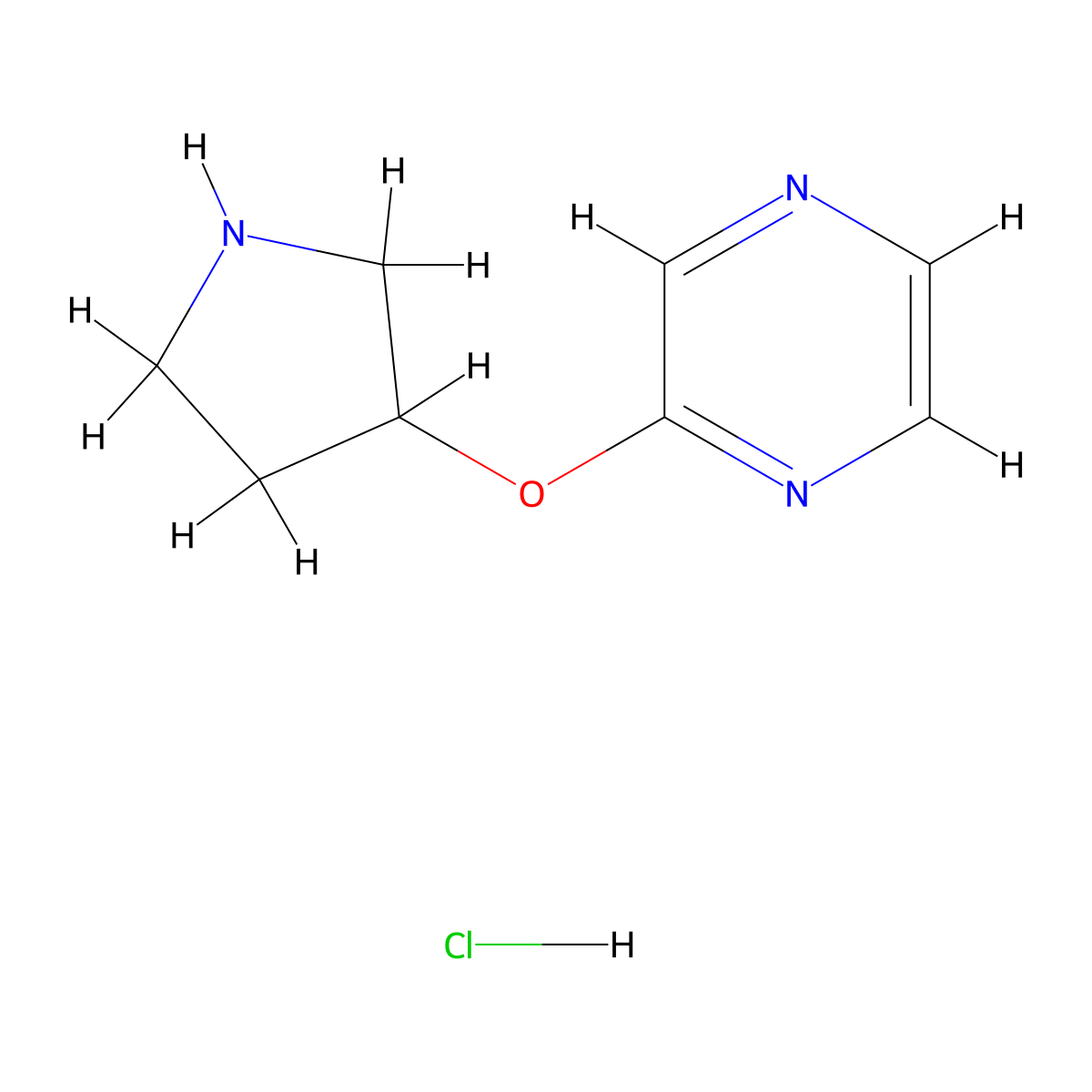 2-(Pyrrolidin-3-yloxy)pyrazine hydrochloride molecular structure, CAS 1420878-27-8