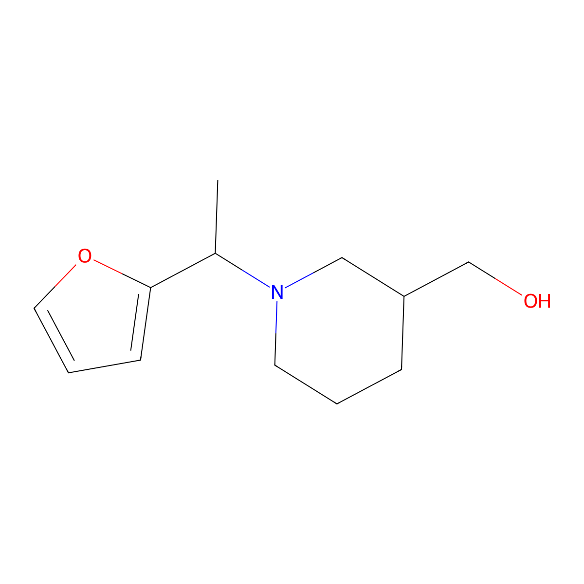 (1-(1-(Furan-2-yl)ethyl)piperidin-3-yl)methanol molecular structure, CAS 1420878-33-6