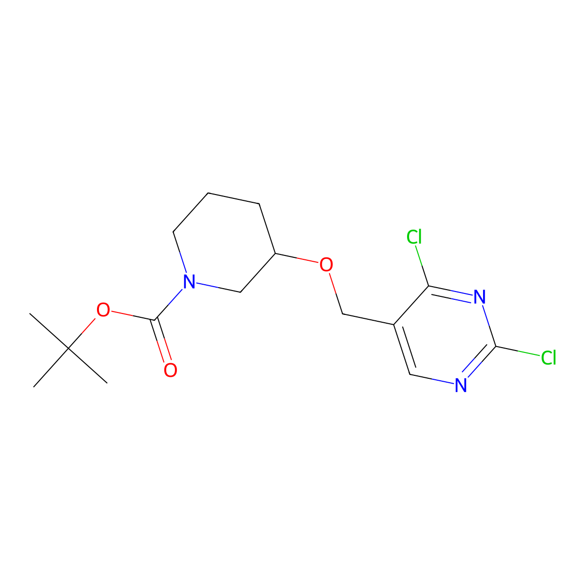 tert-Butyl 3-((2,4-dichloropyrimidin-5-yl)methoxy)piperidine-1-carboxylate molecular structure, CAS 1420880-00-7