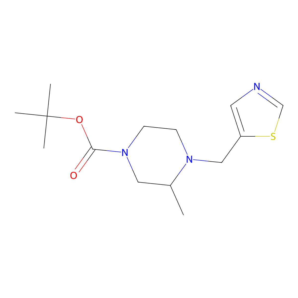 tert-Butyl 3-methyl-4-(thiazol-5-ylmethyl)piperazine-1-carboxylate molecular structure, CAS 1420880-32-5