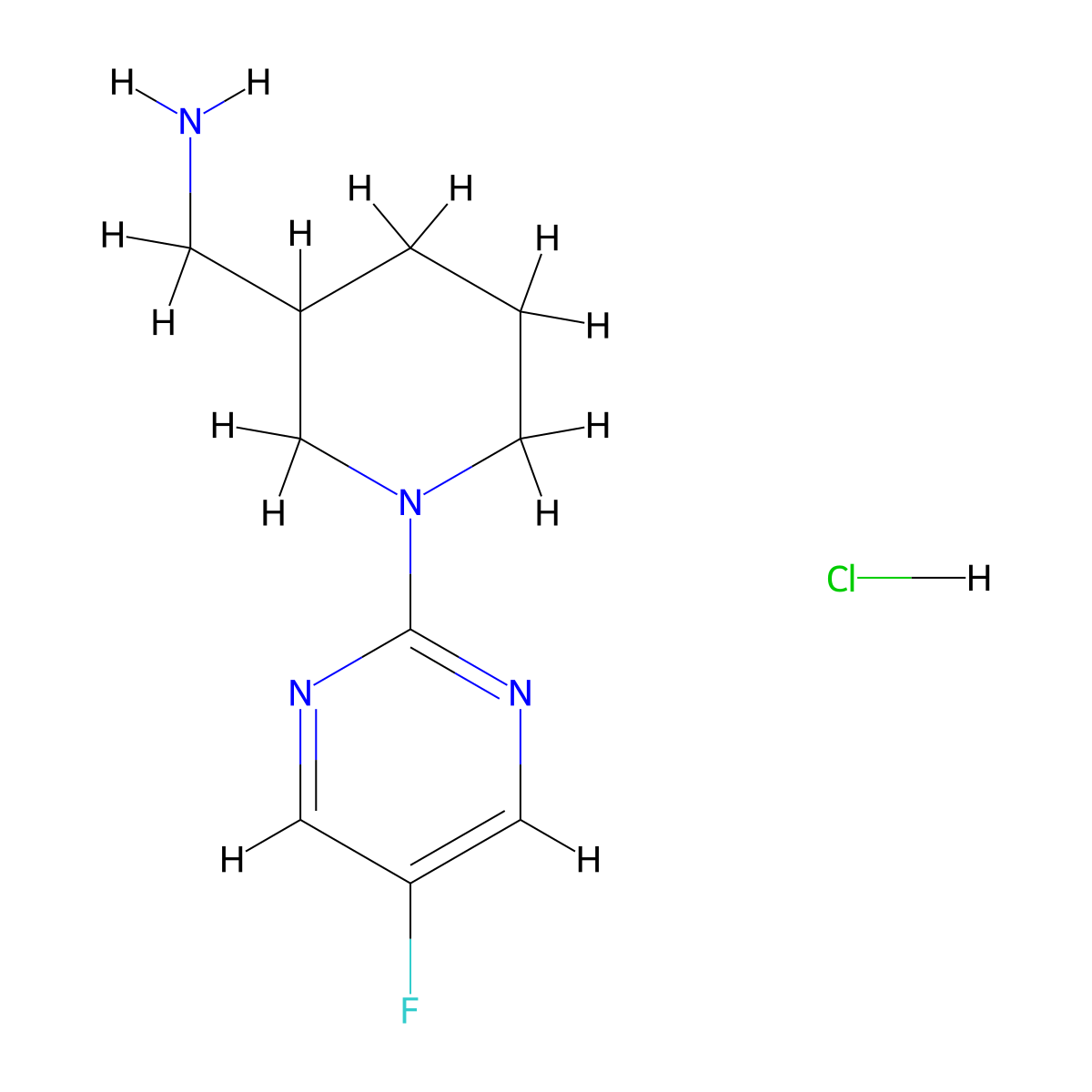 (1-(5-Fluoropyrimidin-2-yl)piperidin-3-yl)methanamine hydrochloride molecular structure, CAS 1420880-86-9
