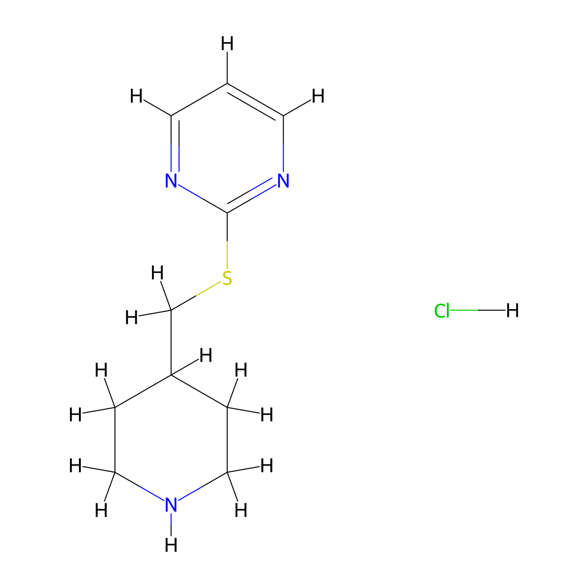 2-((Piperidin-4-ylmethyl)thio)pyrimidine hydrochloride molecular structure, CAS 1420880-98-3