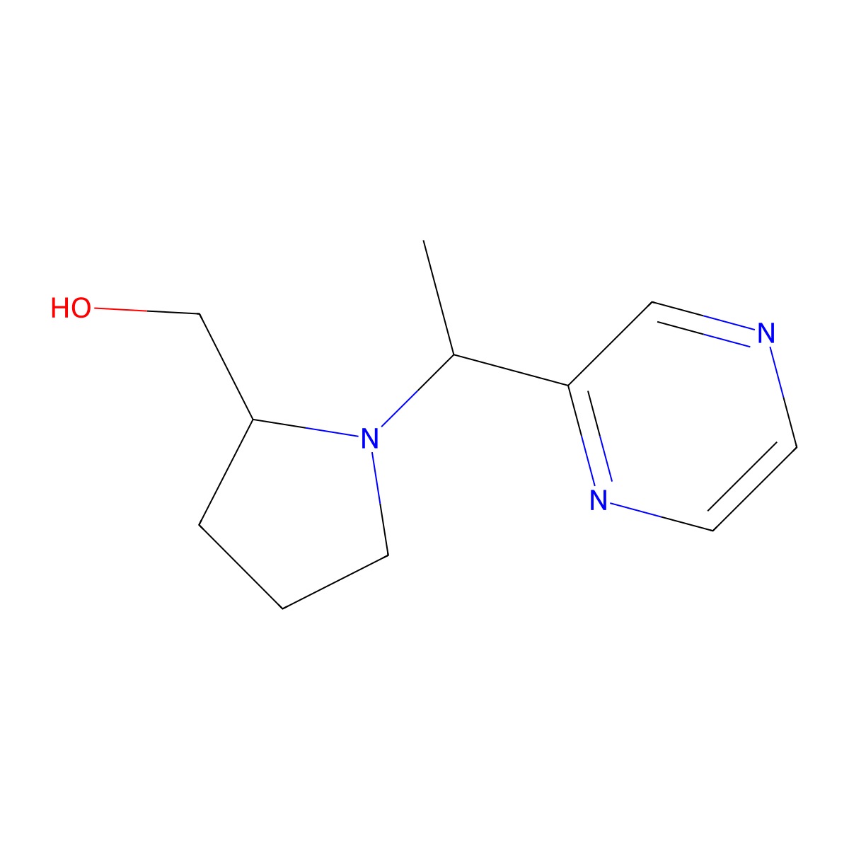 (1-(1-(Pyrazin-2-yl)ethyl)pyrrolidin-2-yl)methanol molecular structure, CAS 1420881-17-9
