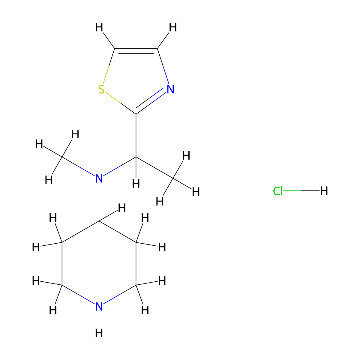 N-methyl-N-(1-(thiazol-2-yl)ethyl)piperidin-4-amine hydrochloride molecular structure, CAS 1420883-00-6