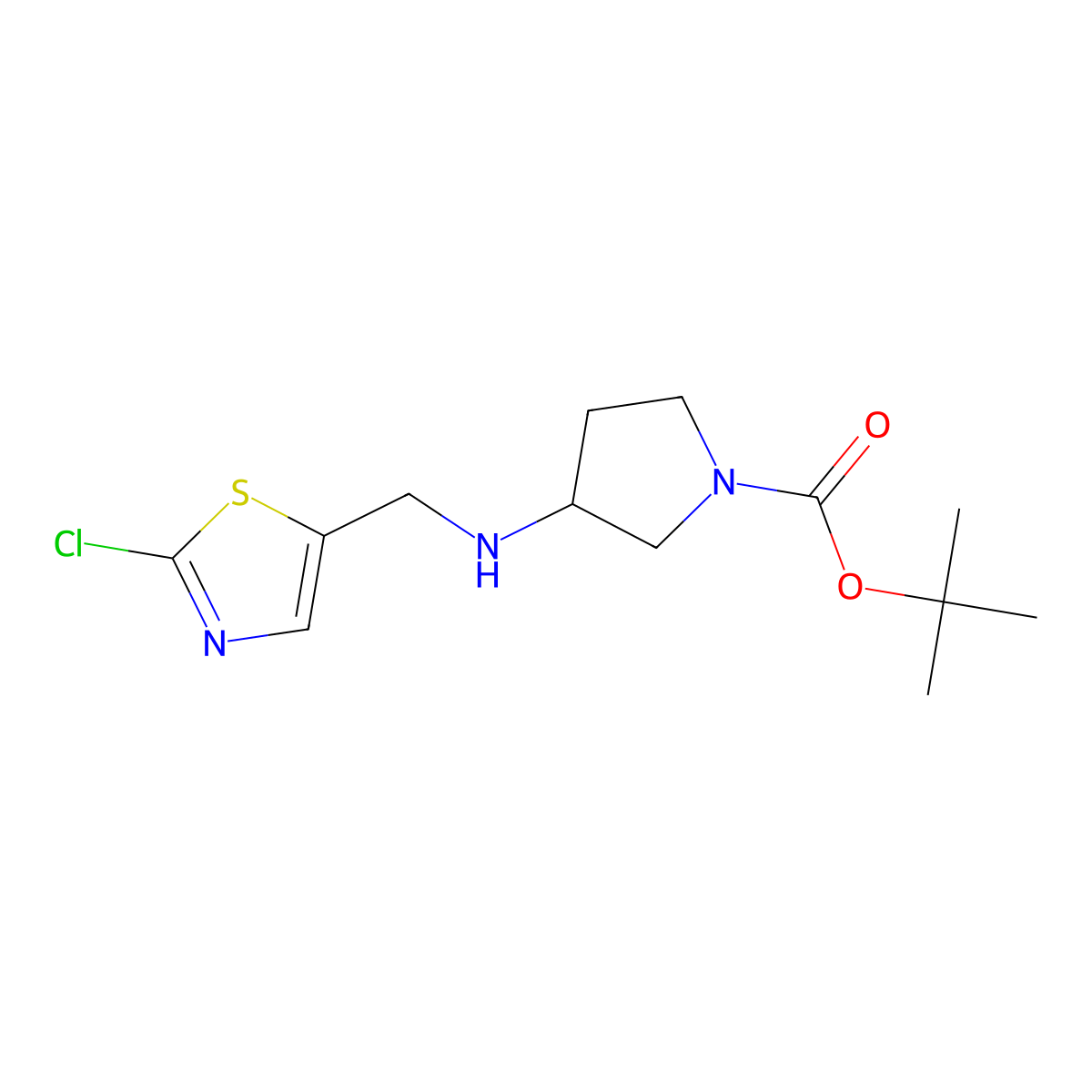 tert-Butyl 3-(((2-chlorothiazol-5-yl)methyl)amino)pyrrolidine-1-carboxylate molecular structure, CAS 1420883-55-1