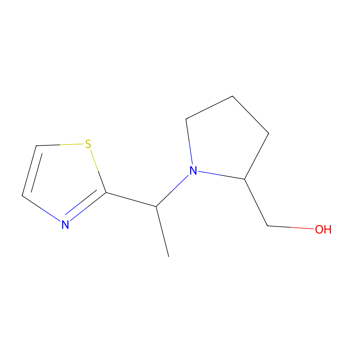 (1-(1-(Thiazol-2-yl)ethyl)pyrrolidin-2-yl)methanol molecular structure, CAS 1420884-72-5