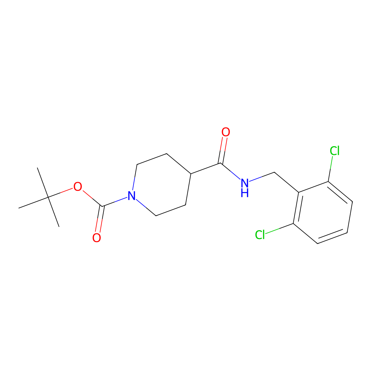 tert-Butyl 4-((2,6-dichlorobenzyl)carbamoyl)piperidine-1-carboxylate molecular structure, CAS 1420886-99-2