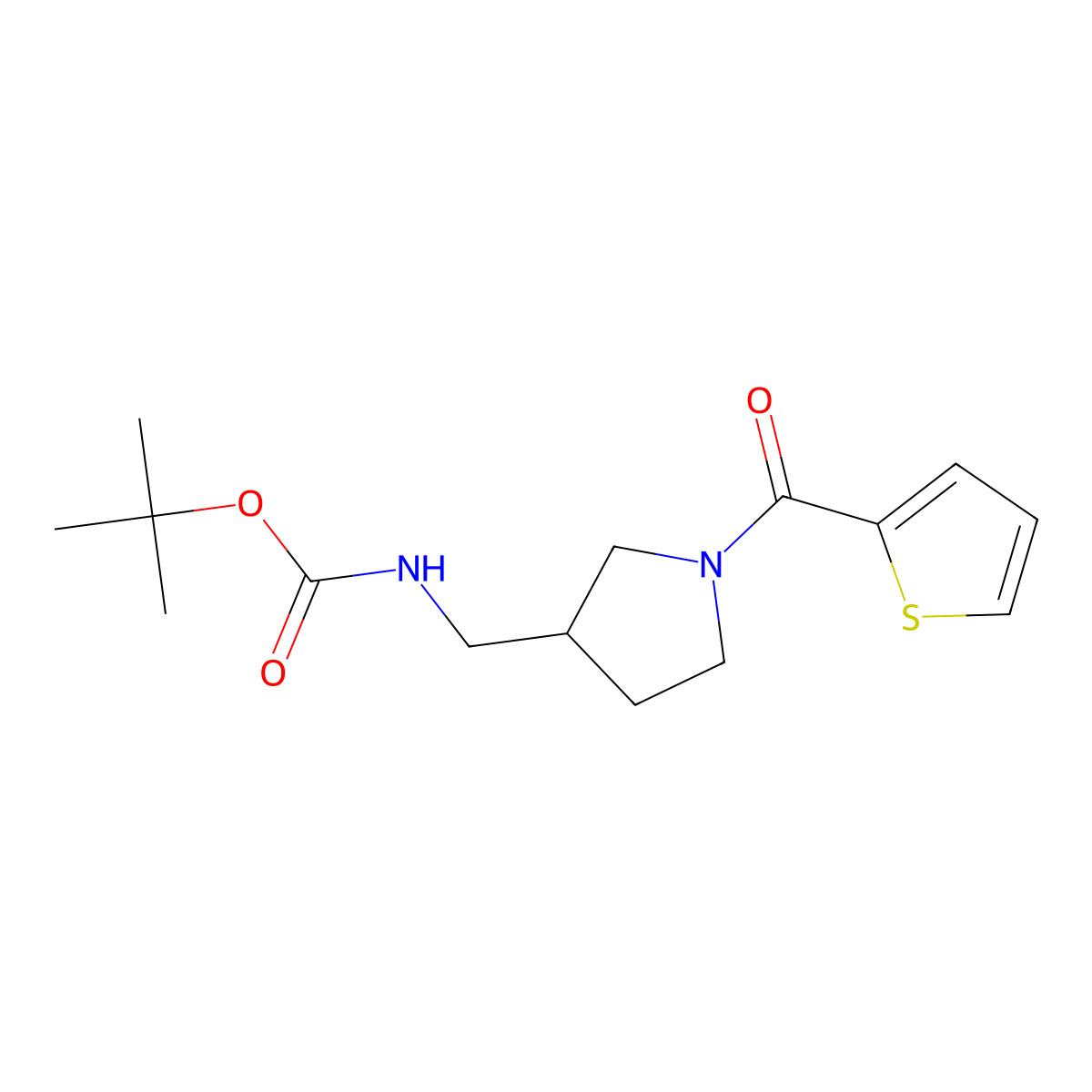 Tert-butyl ((1-(thiophene-2-carbonyl)pyrrolidin-3-yl)methyl)carbamate molecular structure, CAS 1420887-05-3