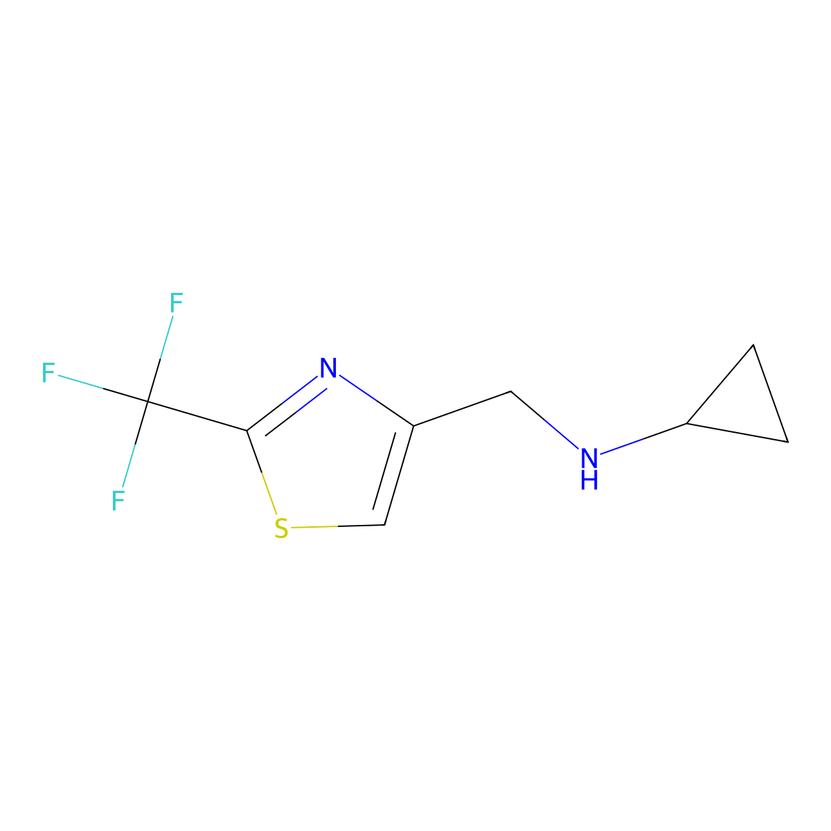 N-((2-(trifluoromethyl)thiazol-4-yl)methyl)cyclopropanamine molecular structure, CAS 1420887-68-8
