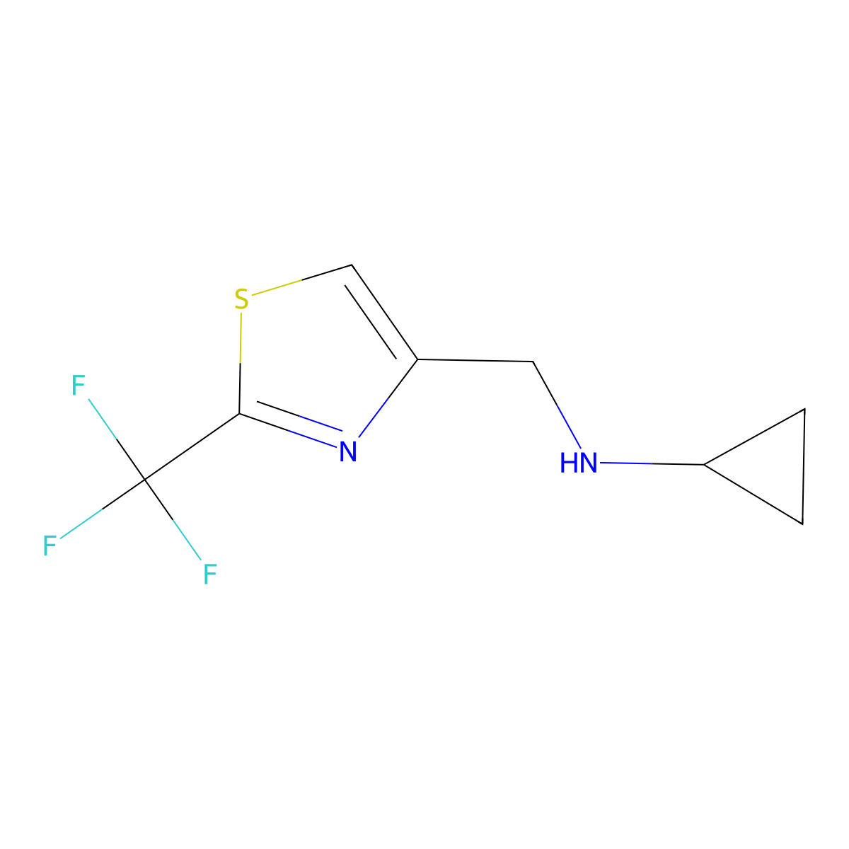 N-((2-(trifluoromethyl)thiazol-4-yl)methyl)cyclopropanamine molecular structure, CAS 1420887-68-8