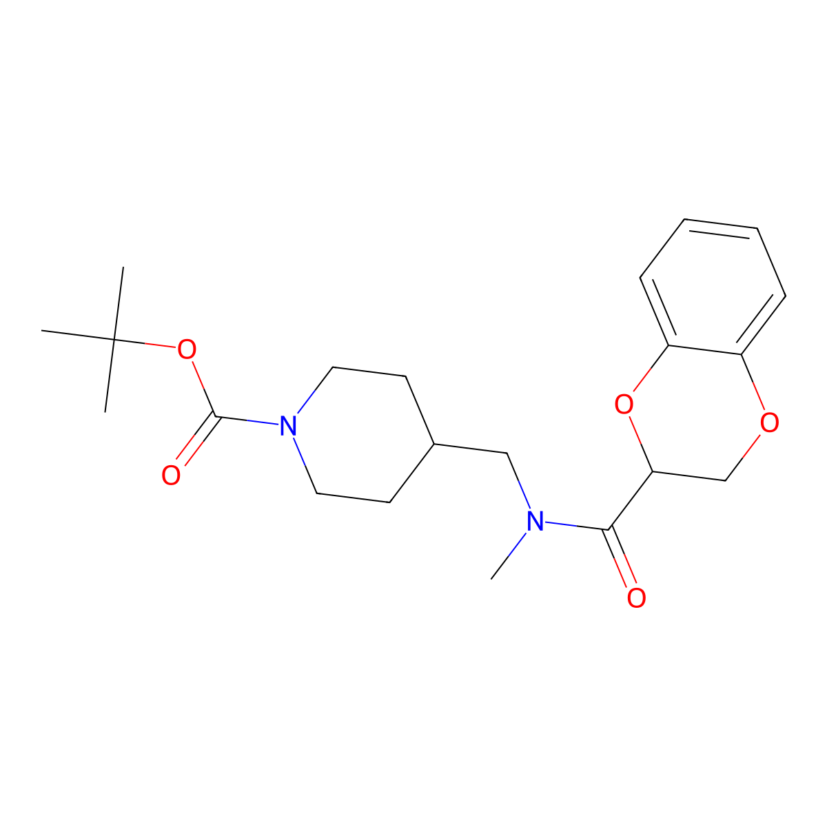 tert-Butyl 4-((N-methyl-2,3-dihydrobenzo[b][1,4]dioxine-2-carboxamido)methyl)piperidine-1-carboxylate molecular structure, CAS 1420887-97-3