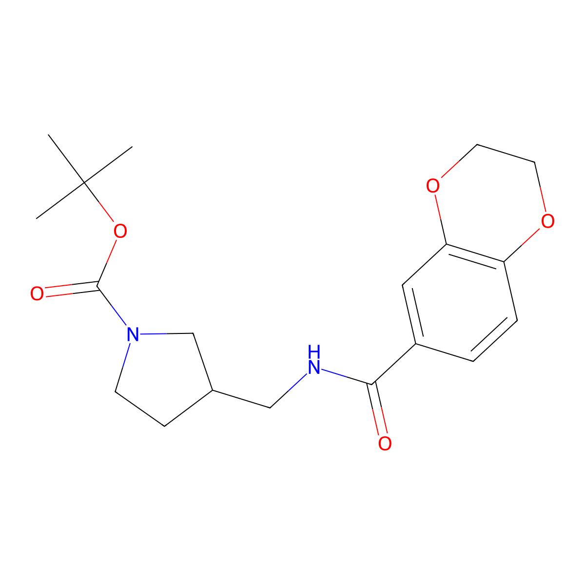 tert-Butyl 3-((2,3-dihydrobenzo[b][1,4]dioxine-6-carboxamido)methyl)pyrrolidine-1-carboxylate molecular structure, CAS 1420888-38-5