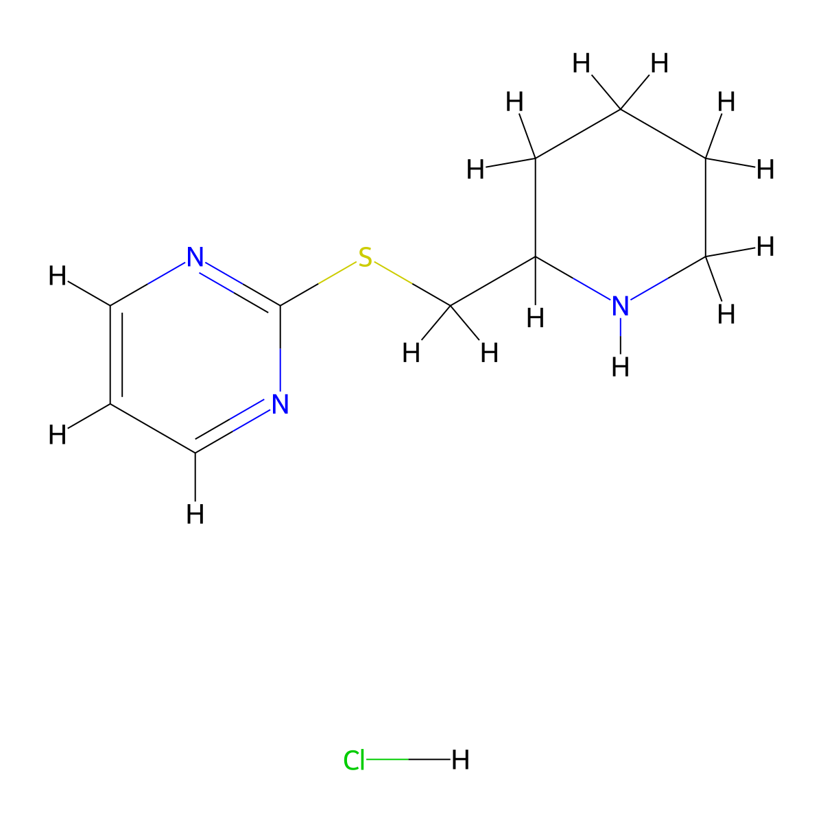 2-((Piperidin-2-ylmethyl)thio)pyrimidine hydrochloride molecular structure, CAS 1420888-63-6