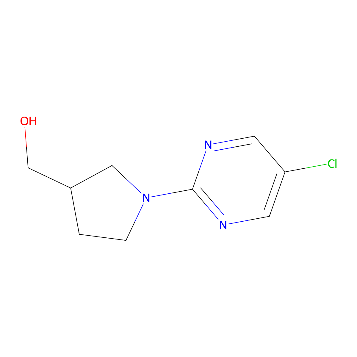 (1-(5-Chloropyrimidin-2-yl)pyrrolidin-3-yl)methanol molecular structure, CAS 1420888-76-1