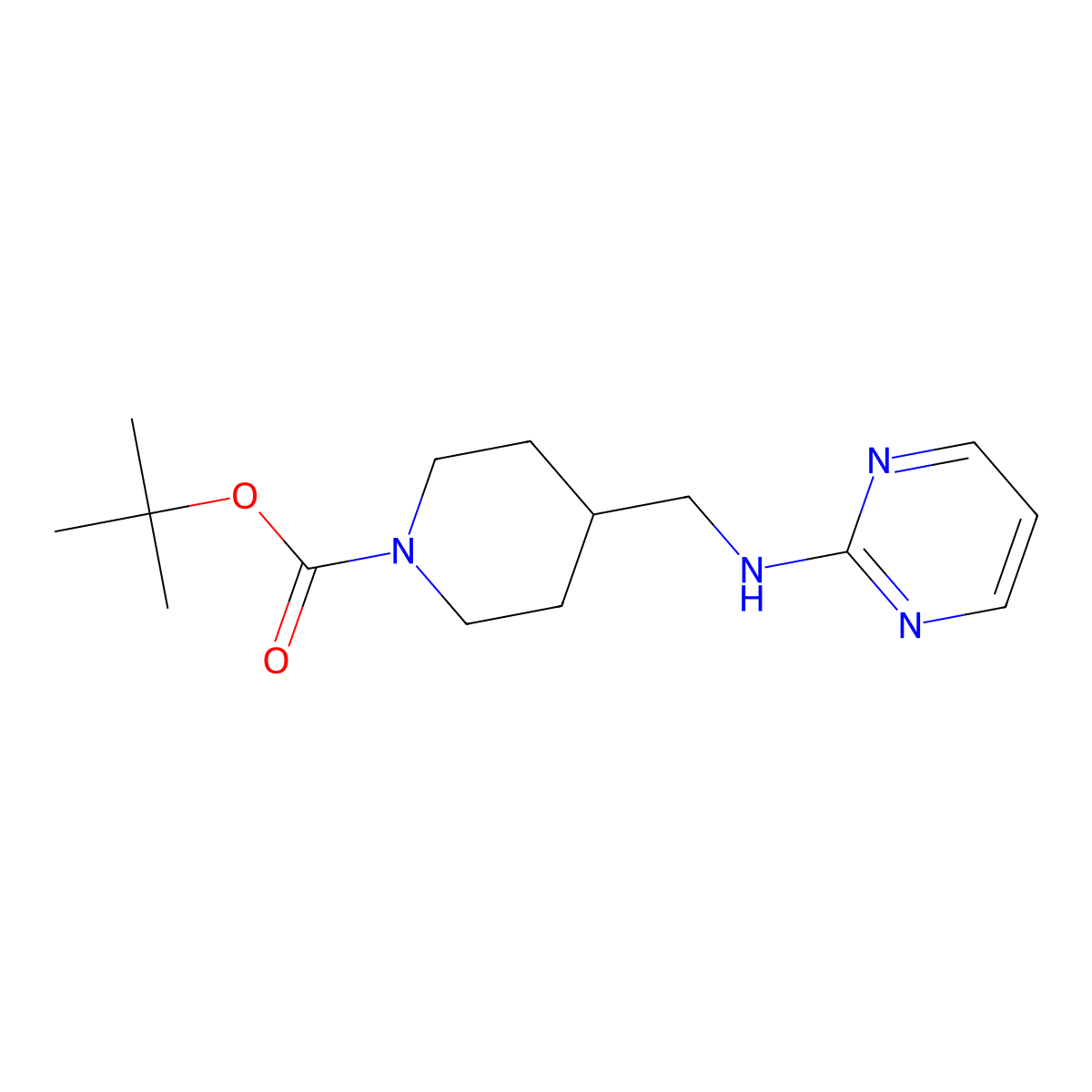 tert-Butyl 4-((pyrimidin-2-ylamino)methyl)piperidine-1-carboxylate molecular structure, CAS 1420889-45-7