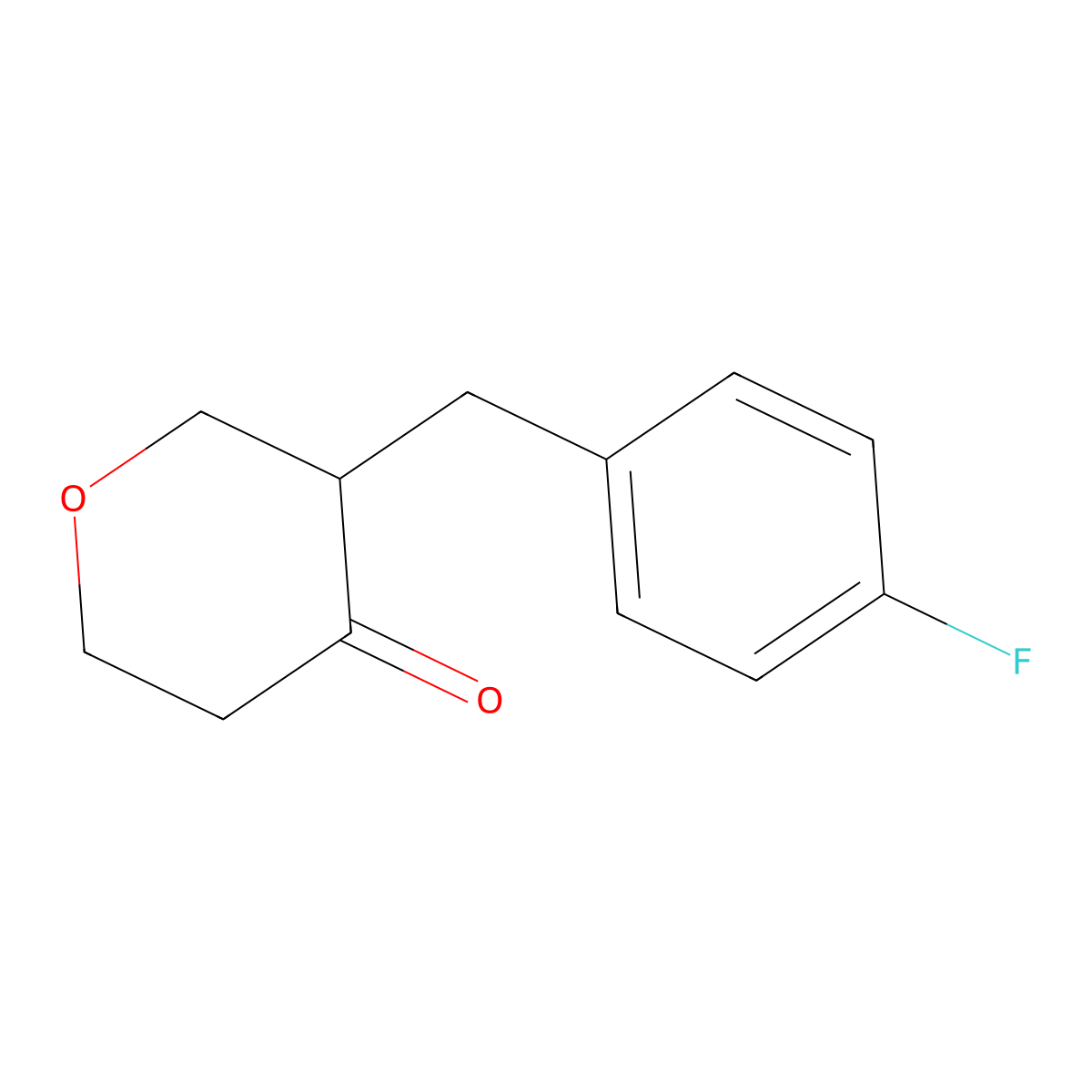 3-(4-fluorobenzyl)dihydro-2H-pyran-4(3H)-one molecular structure, CAS 1420889-51-5