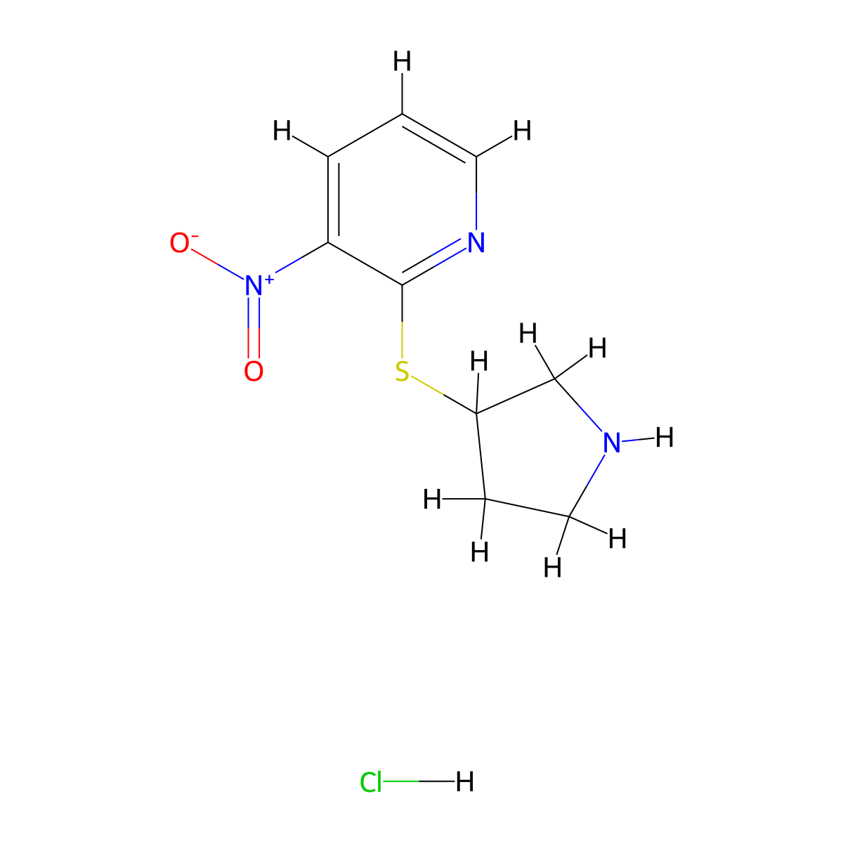 3-Nitro-2-(pyrrolidin-3-ylthio)pyridine hydrochloride molecular structure, CAS 1420893-86-2
