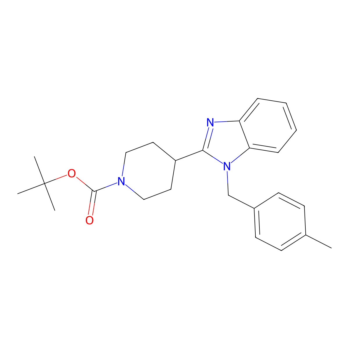 tert-Butyl 4-(1-(4-methylbenzyl)-1H-benzo[d]imidazol-2-yl)piperidine-1-carboxylate molecular structure, CAS 1420894-06-9