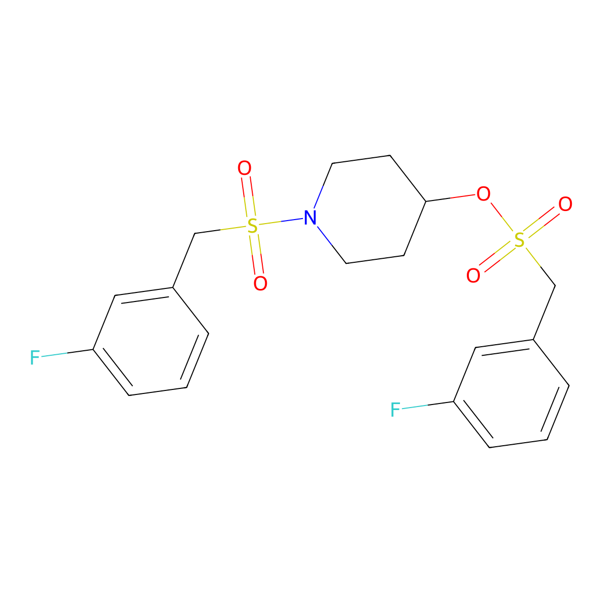 1-((3-Fluorobenzyl)sulfonyl)piperidin-4-yl (3-fluorophenyl)methanesulfonate molecular structure, CAS 1420894-13-8