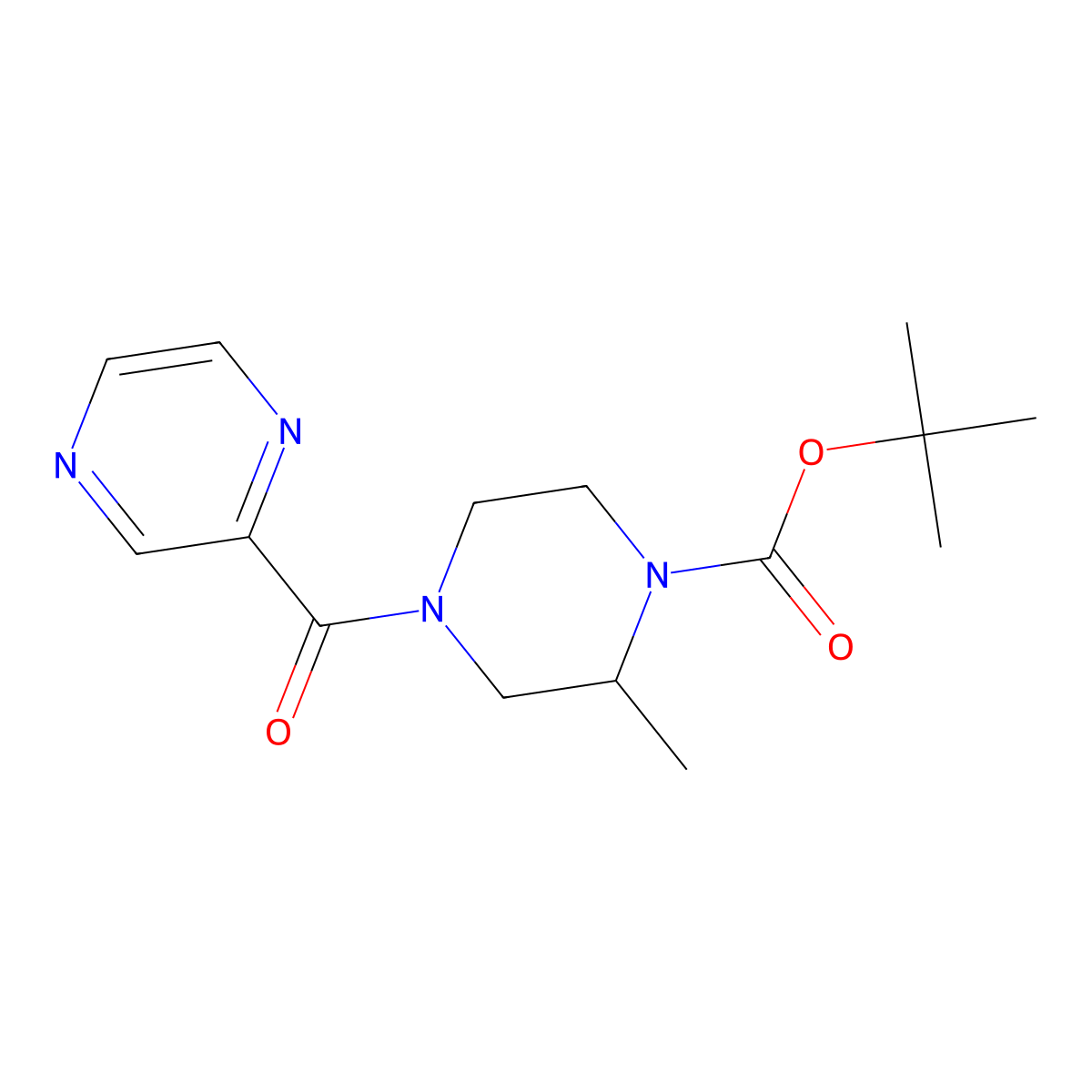 tert-Butyl 2-methyl-4-(pyrazine-2-carbonyl)piperazine-1-carboxylate molecular structure, CAS 1420894-20-7