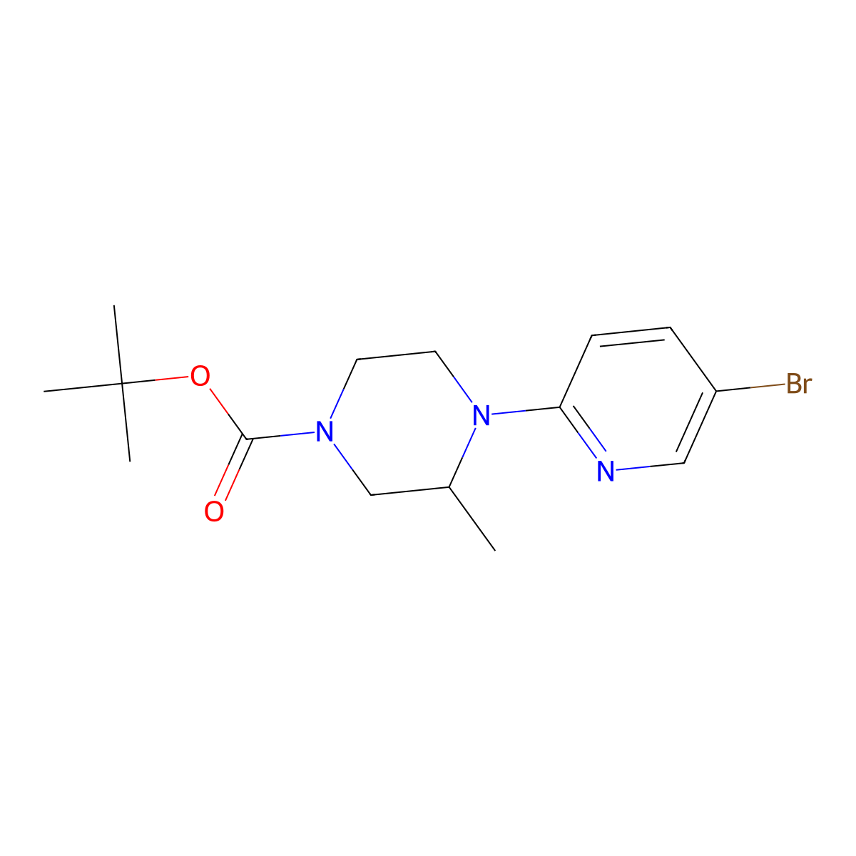 tert-Butyl 4-(5-bromopyridin-2-yl)-3-methylpiperazine-1-carboxylate molecular structure, CAS 1420894-45-6