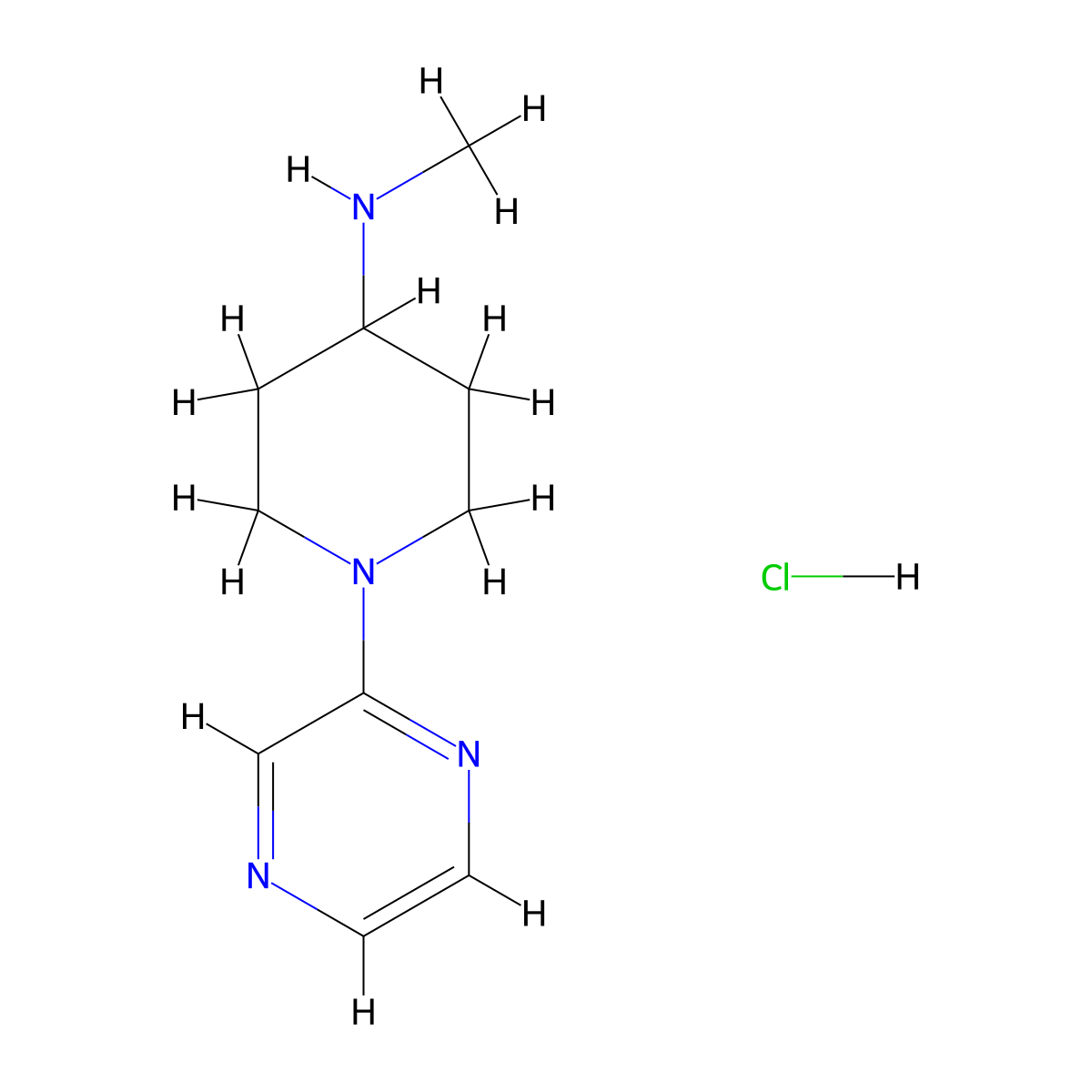 N-methyl-1-(pyrazin-2-yl)piperidin-4-amine hydrochloride molecular structure, CAS 1420895-44-8