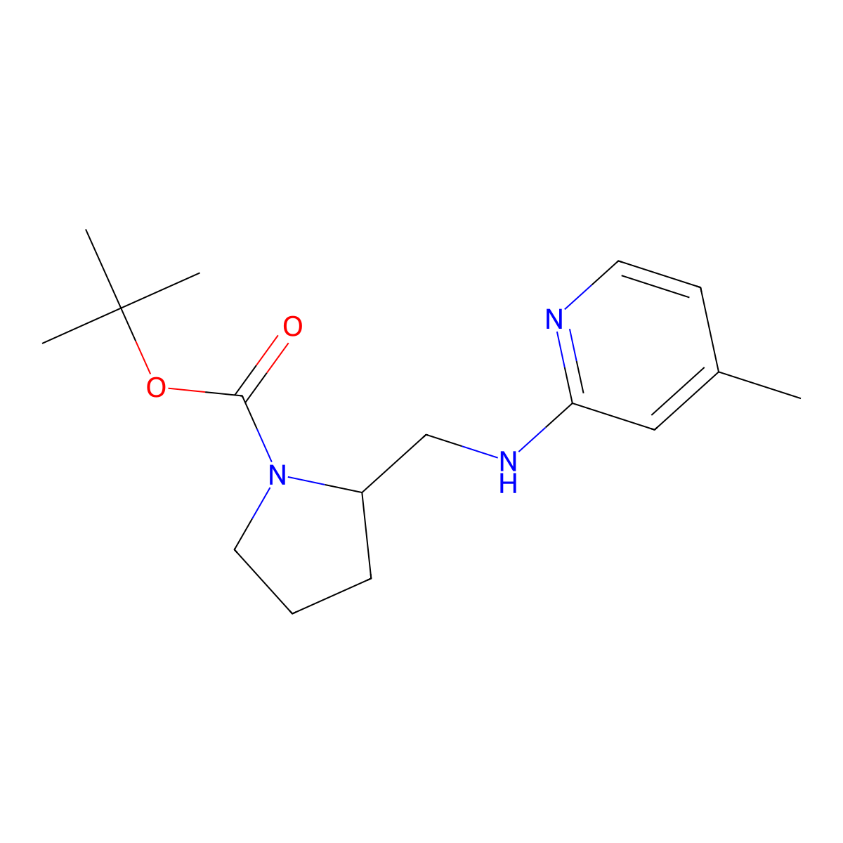 tert-Butyl 2-(((4-methylpyridin-2-yl)amino)methyl)pyrrolidine-1-carboxylate molecular structure, CAS 1420896-99-6