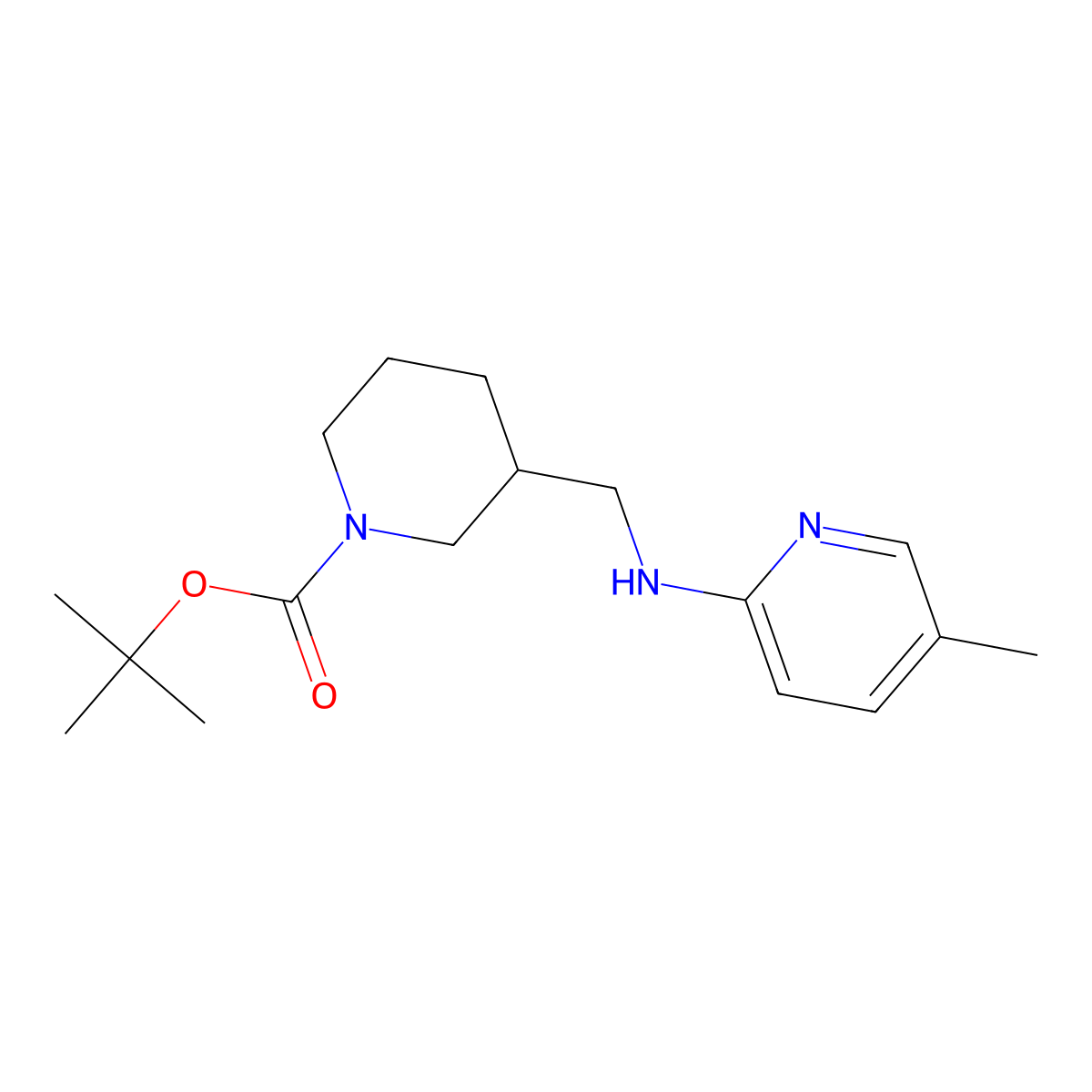tert-Butyl 3-(((5-methylpyridin-2-yl)amino)methyl)piperidine-1-carboxylate molecular structure, CAS 1420897-22-8