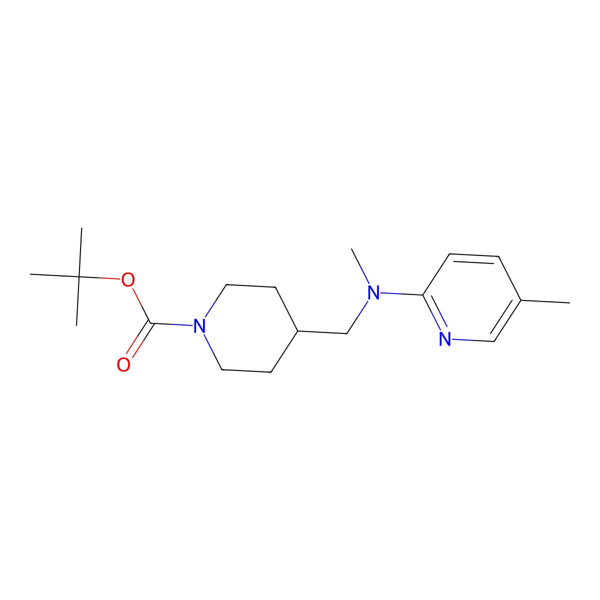 tert-Butyl 4-((methyl(5-methylpyridin-2-yl)amino)methyl)piperidine-1-carboxylate molecular structure, CAS 1420897-27-3