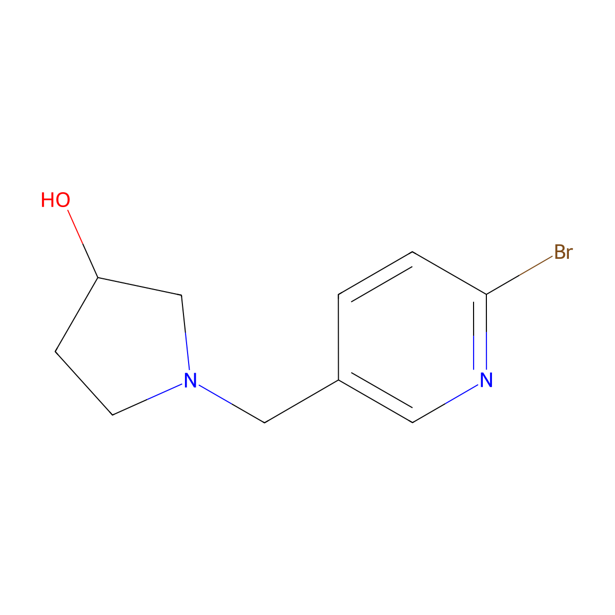 1-((6-Bromopyridin-3-yl)methyl)pyrrolidin-3-ol molecular structure, CAS 1420897-61-5