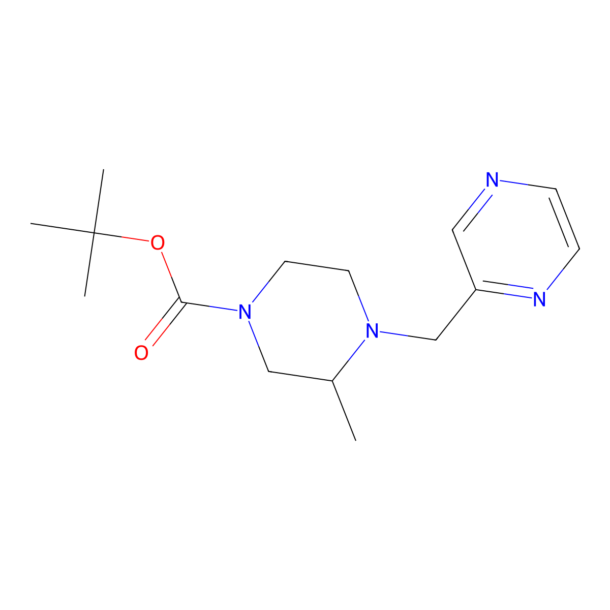 tert-Butyl 3-methyl-4-(pyrazin-2-ylmethyl)piperazine-1-carboxylate molecular structure, CAS 1420897-71-7