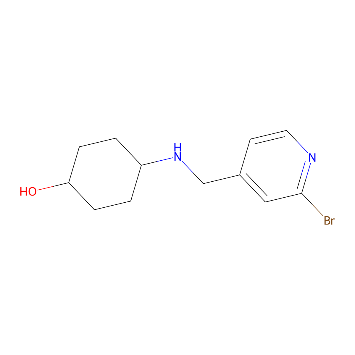 (1r,4r)-4-(((2-Bromopyridin-4-yl)methyl)amino)cyclohexanol molecular structure, CAS 1420897-80-8