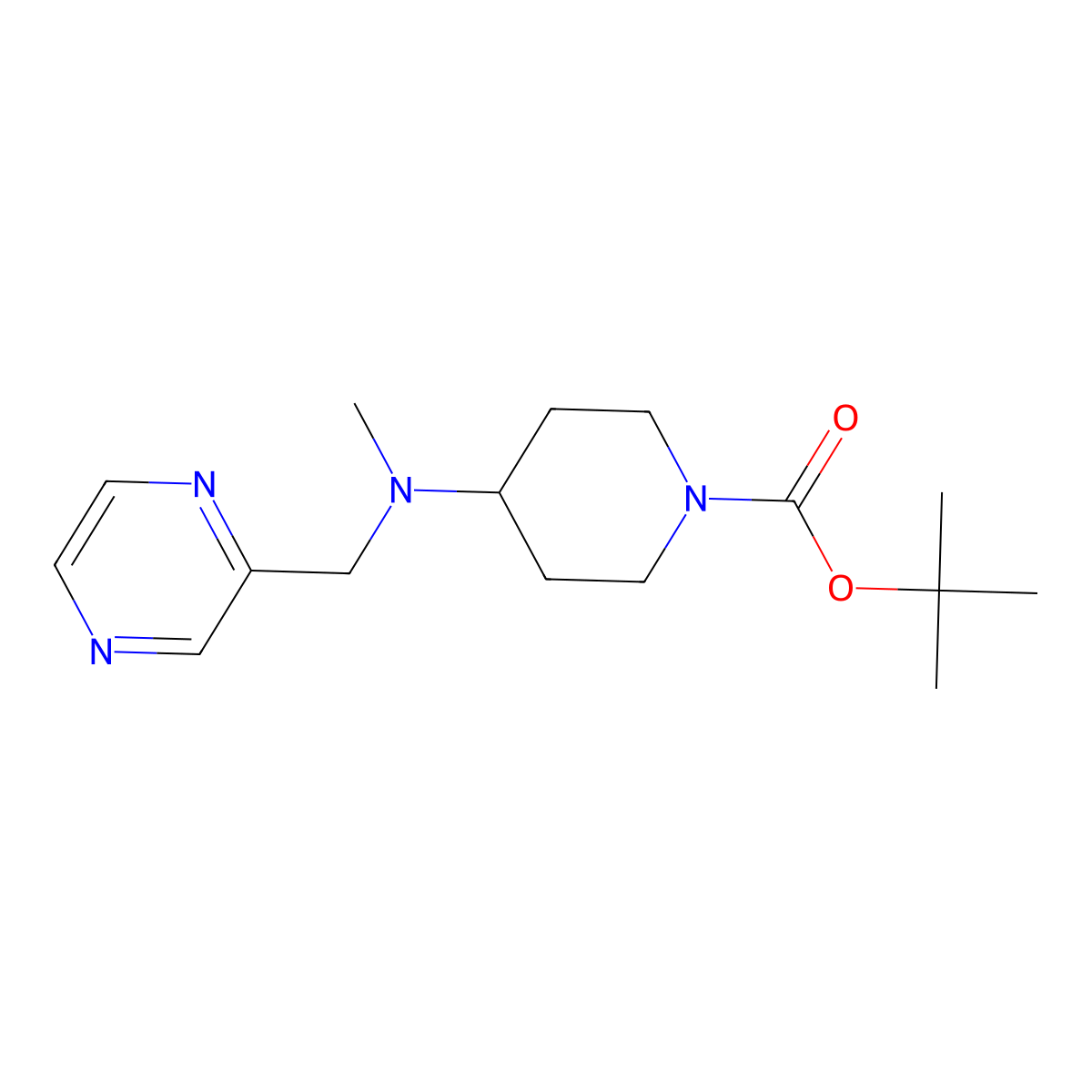 tert-Butyl 4-(methyl(pyrazin-2-ylmethyl)amino)piperidine-1-carboxylate molecular structure, CAS 1420897-81-9