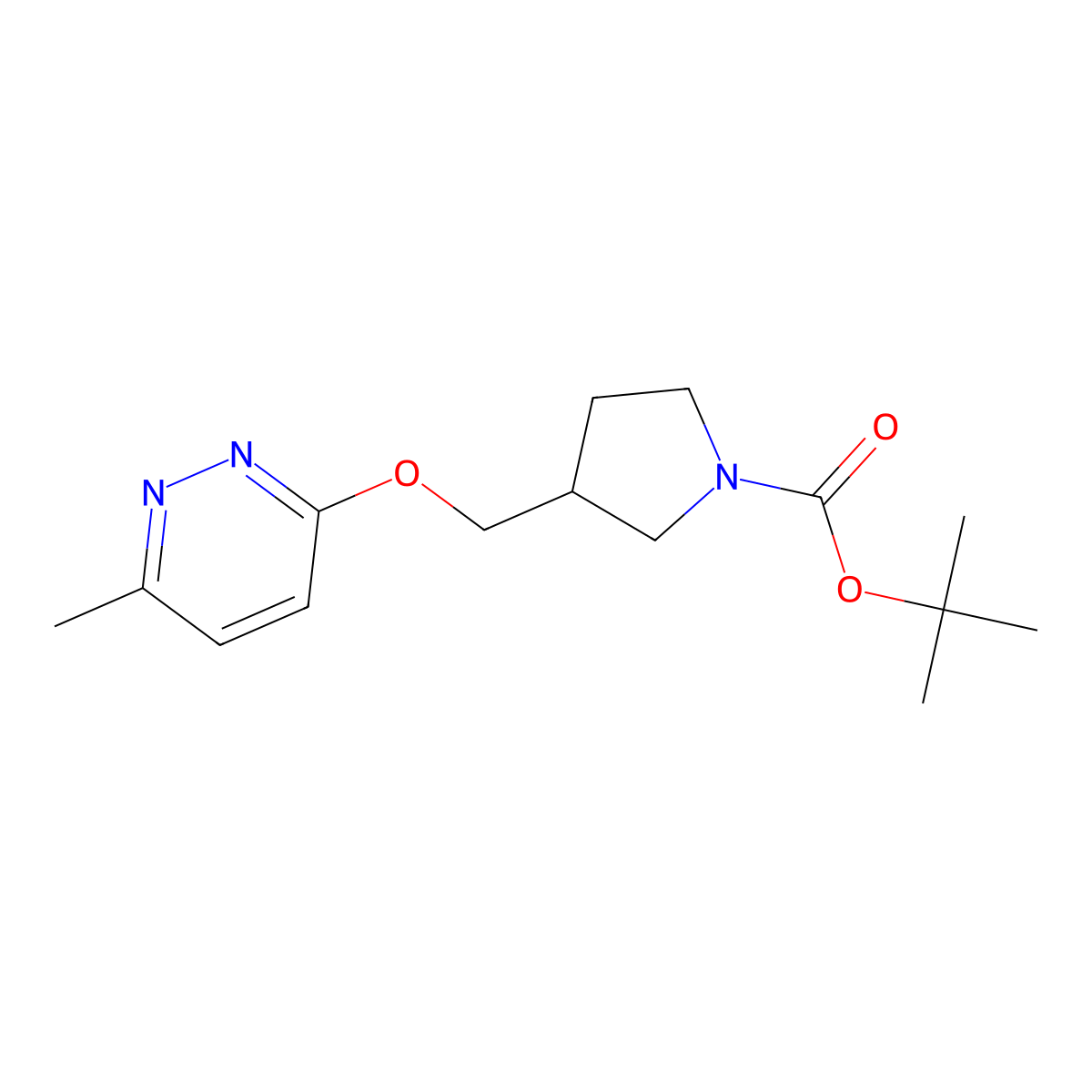 Tert-butyl 3-{[(6-methylpyridazin-3-YL)oxy]methyl}pyrrolidine-1-carboxylate molecular structure, CAS 1420898-05-0