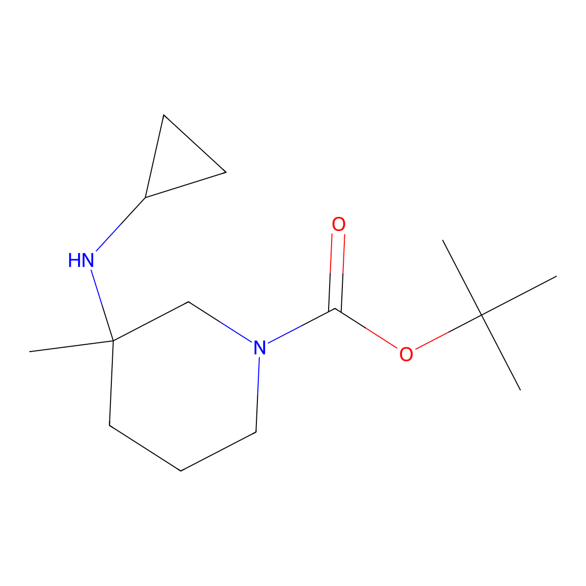 Tert-butyl 3-(cyclopropylamino)-3-methylpiperidine-1-carboxylate molecular structure, CAS 1420898-14-1