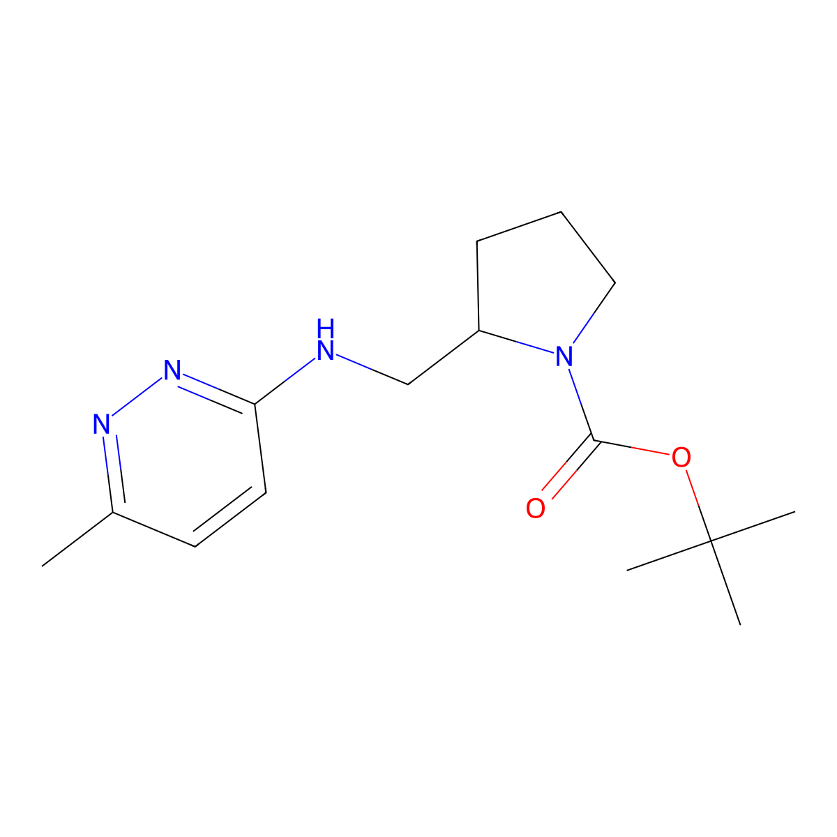tert-Butyl 2-(((6-methylpyridazin-3-yl)amino)methyl)pyrrolidine-1-carboxylate molecular structure, CAS 1420898-32-3
