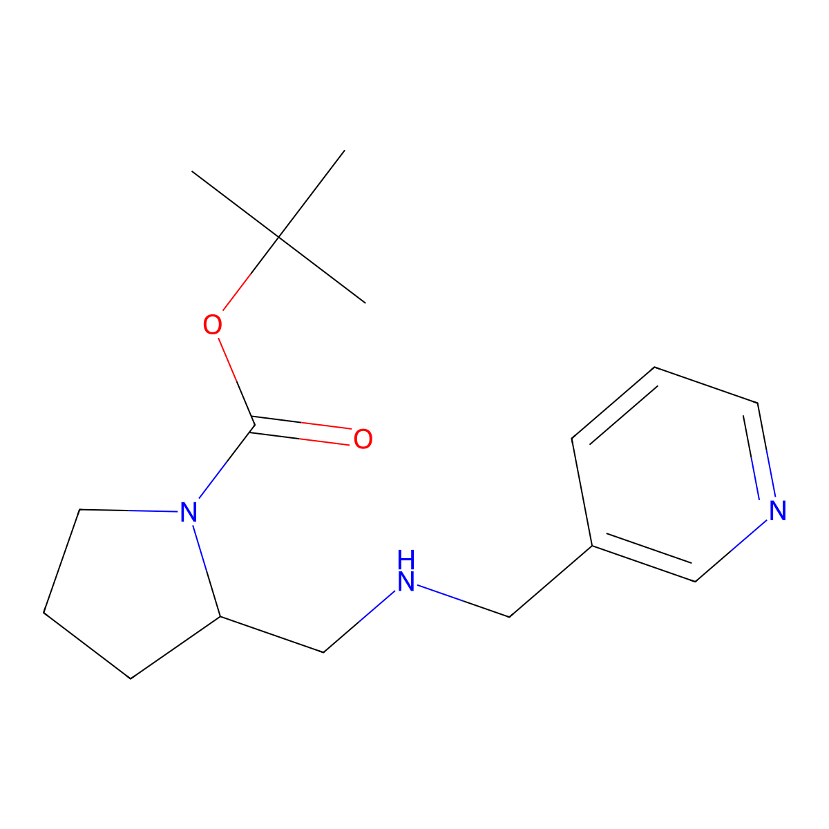 tert-Butyl 2-(((pyridin-3-ylmethyl)amino)methyl)pyrrolidine-1-carboxylate molecular structure, CAS 1420898-44-7