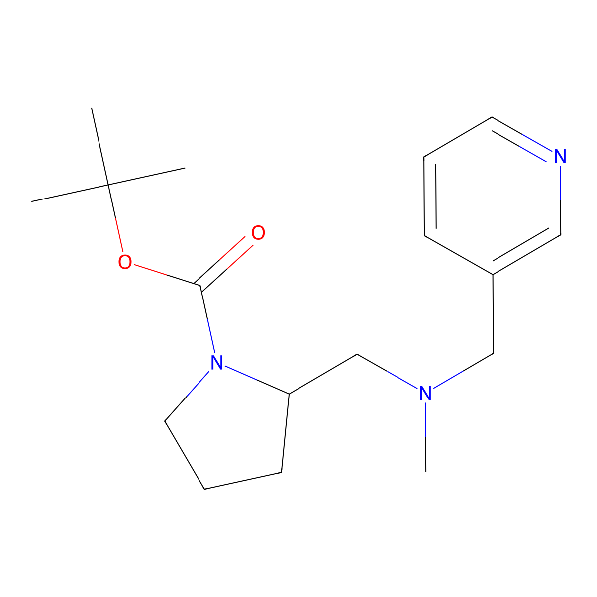 tert-Butyl 2-((methyl(pyridin-3-ylmethyl)amino)methyl)pyrrolidine-1-carboxylate molecular structure, CAS 1420898-72-1
