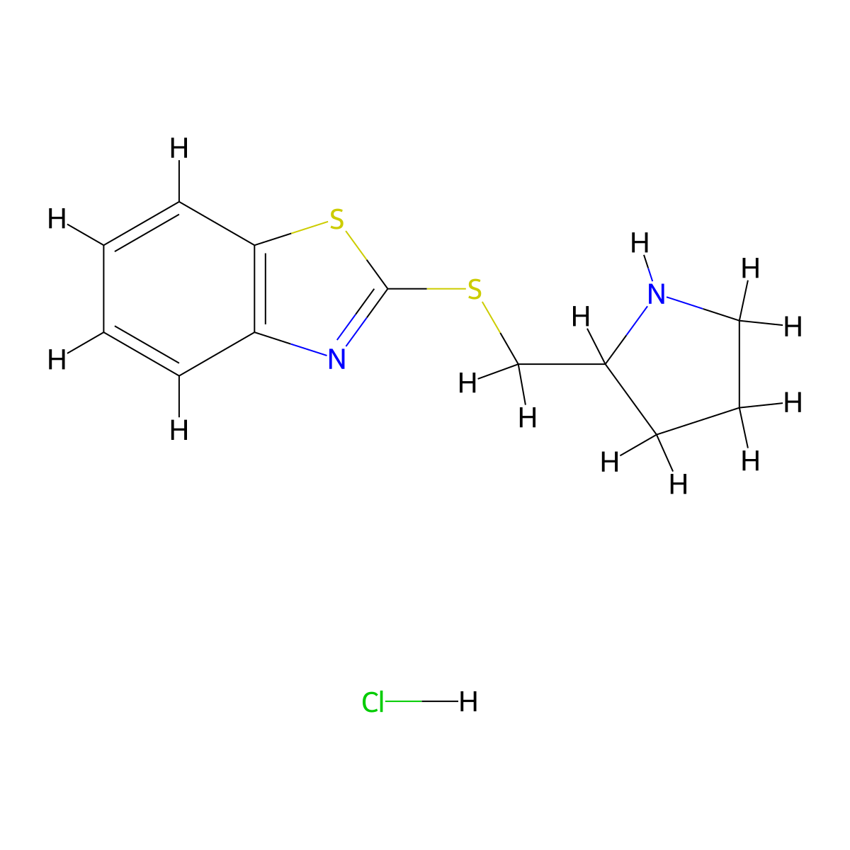 2-((Pyrrolidin-2-ylmethyl)thio)benzo[d]thiazole hydrochloride molecular structure, CAS 1420899-46-2