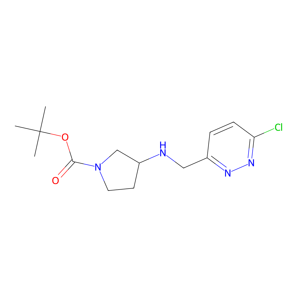 tert-Butyl 3-(((6-chloropyridazin-3-yl)methyl)amino)pyrrolidine-1-carboxylate molecular structure, CAS 1420899-57-5
