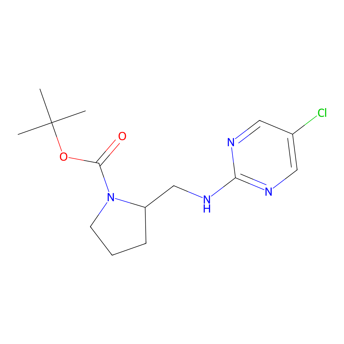 tert-Butyl 2-(((5-chloropyrimidin-2-yl)amino)methyl)pyrrolidine-1-carboxylate molecular structure, CAS 1420900-24-8