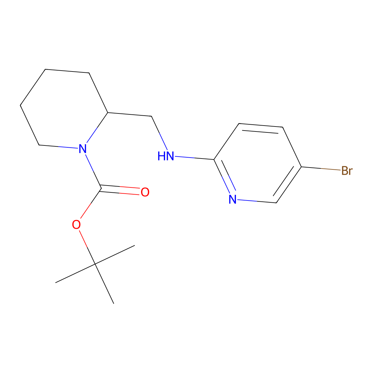 tert-Butyl 2-(((5-bromopyridin-2-yl)amino)methyl)piperidine-1-carboxylate molecular structure, CAS 1420900-84-0
