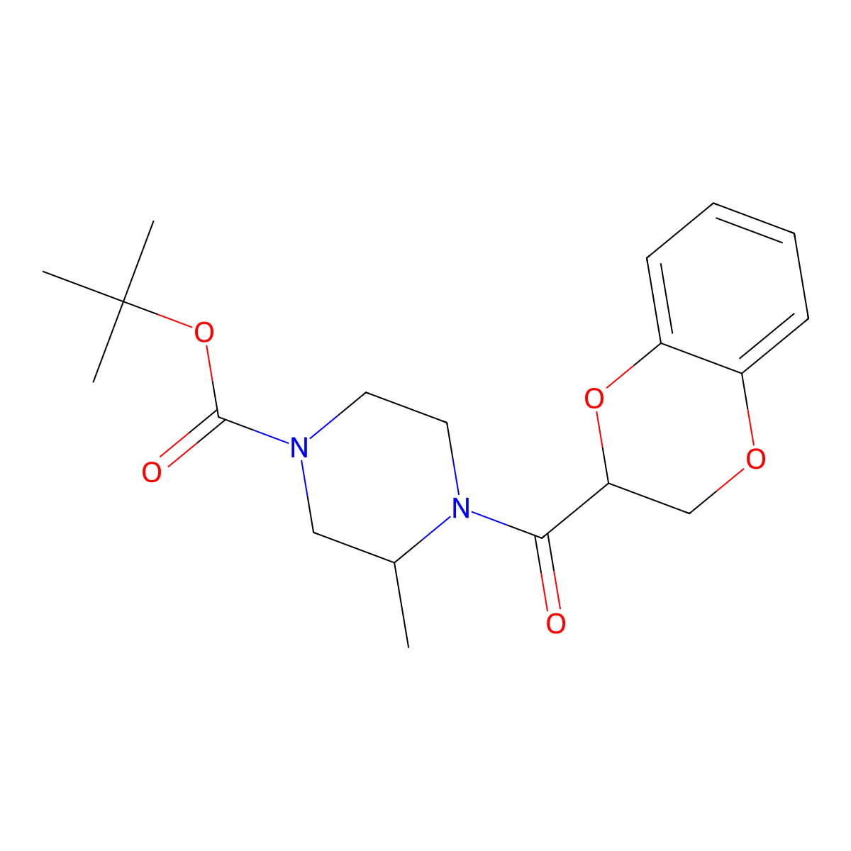tert-Butyl 4-(2,3-dihydrobenzo[b][1,4]dioxine-2-carbonyl)-3-methylpiperazine-1-carboxylate molecular structure, CAS 1420901-16-1