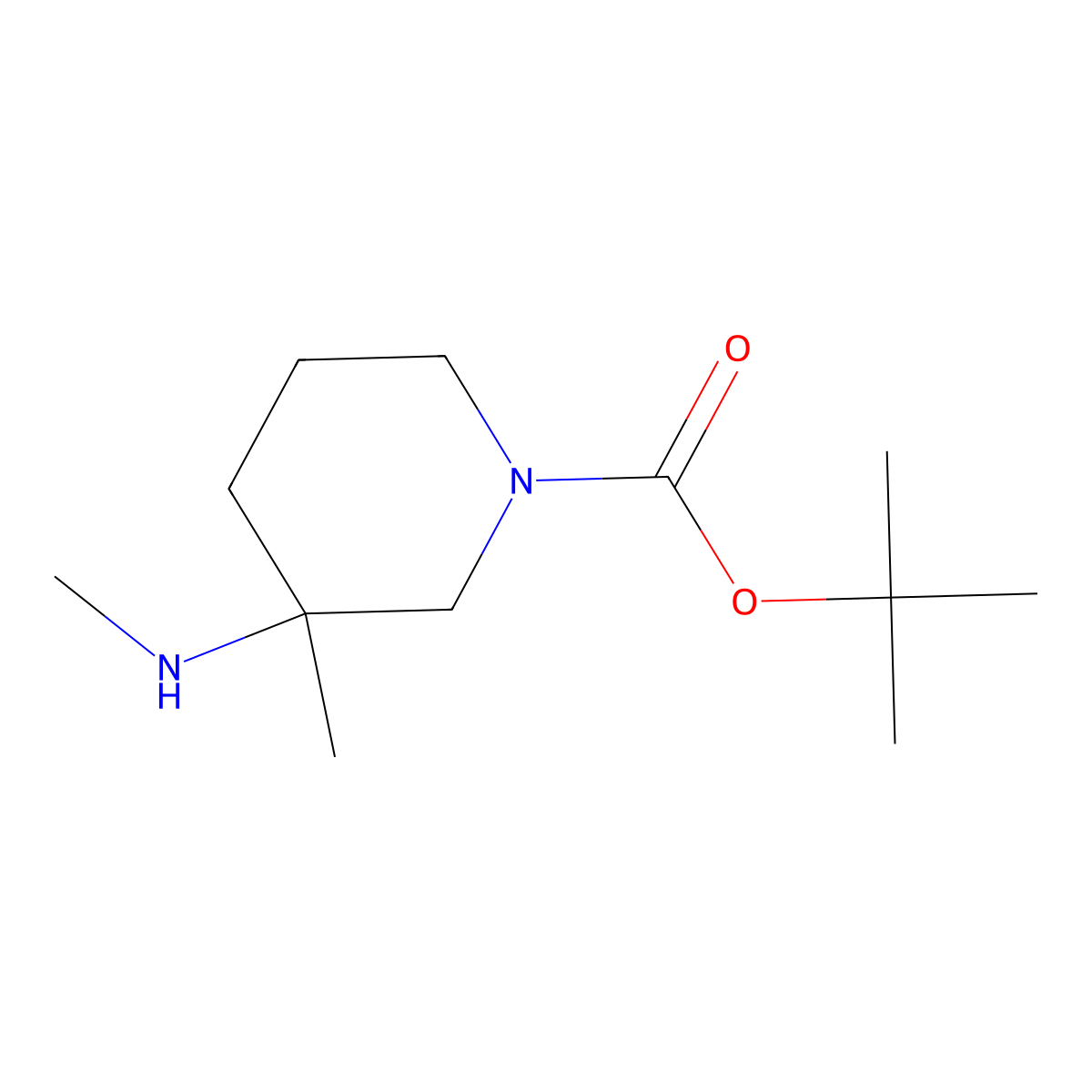 tert-Butyl 3-methyl-3-(methylamino)piperidine-1-carboxylate molecular structure, CAS 1420901-24-1